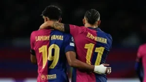 🚨 Barça en feu au Camp Nou ! ⚽ Doublés de Raphinha et Yamal. 📌 50e but pour Yamal, 5e pour le capitaine. #Barça #Yamal #Raphinha #Liga #Football